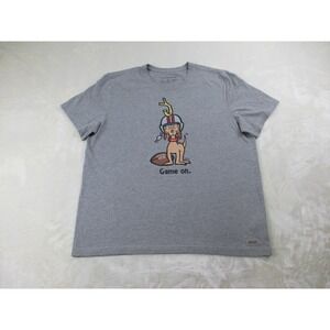 Life Is Good Shirt Mens Extra Large Gray Dr. Seuss Game On Football Crusher
